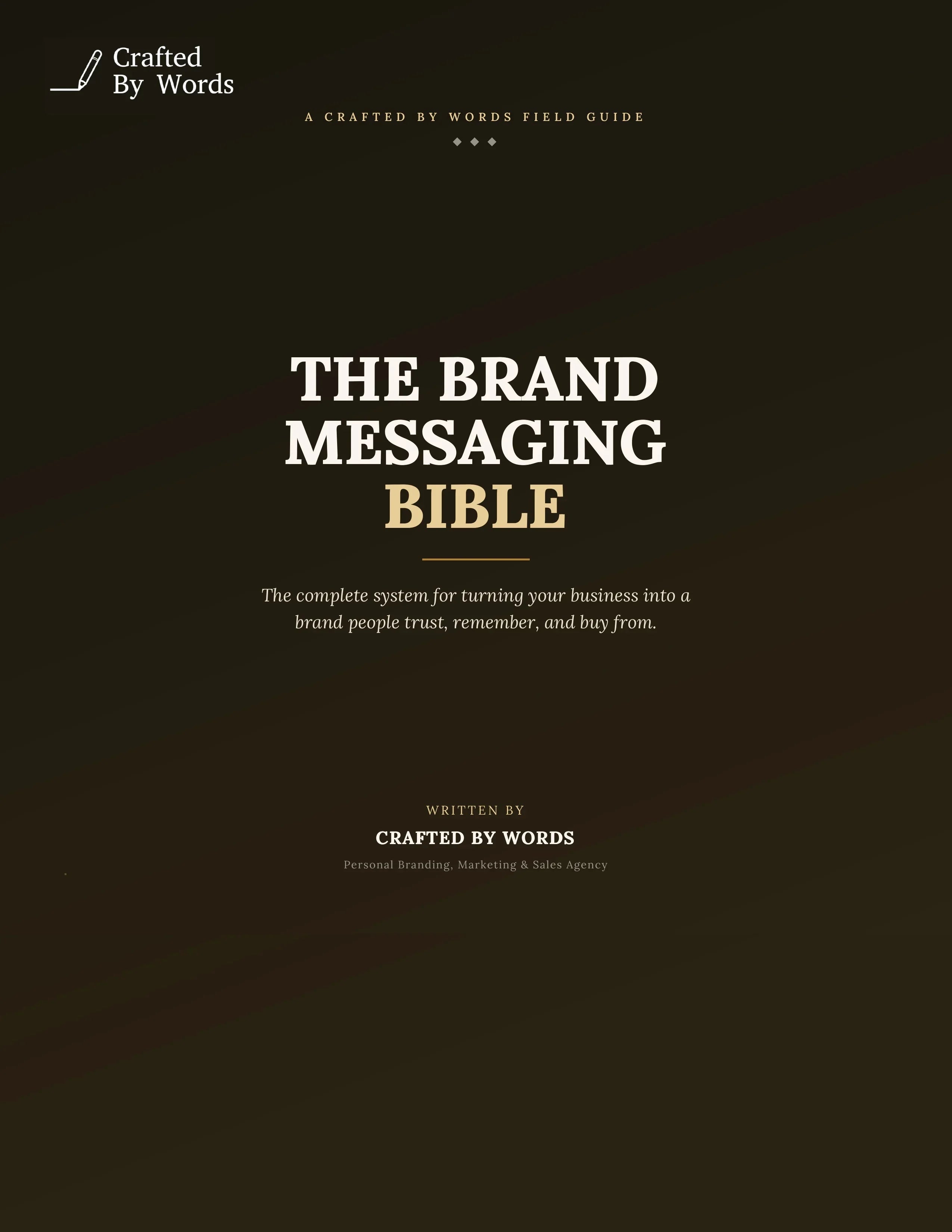 The Brand Messaging Bible guide by Crafted By Words for building trusted business brands