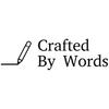 Crafted By Words logo with pencil drawing a line, minimalist design